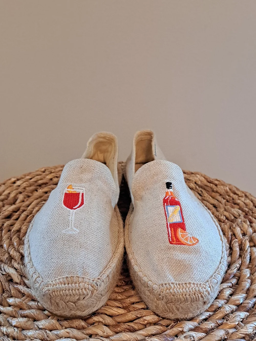 Soludos Womens The Spritz Embroidered Beige Canvas Espadrille Smoking Loafers 10